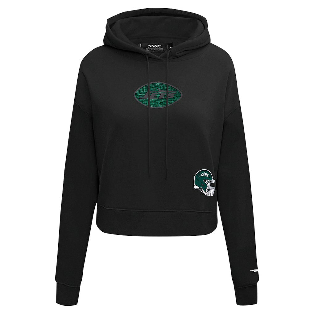 New York Jets  Pro Standard Women's Jeweled Cropped Pullover Hoodie