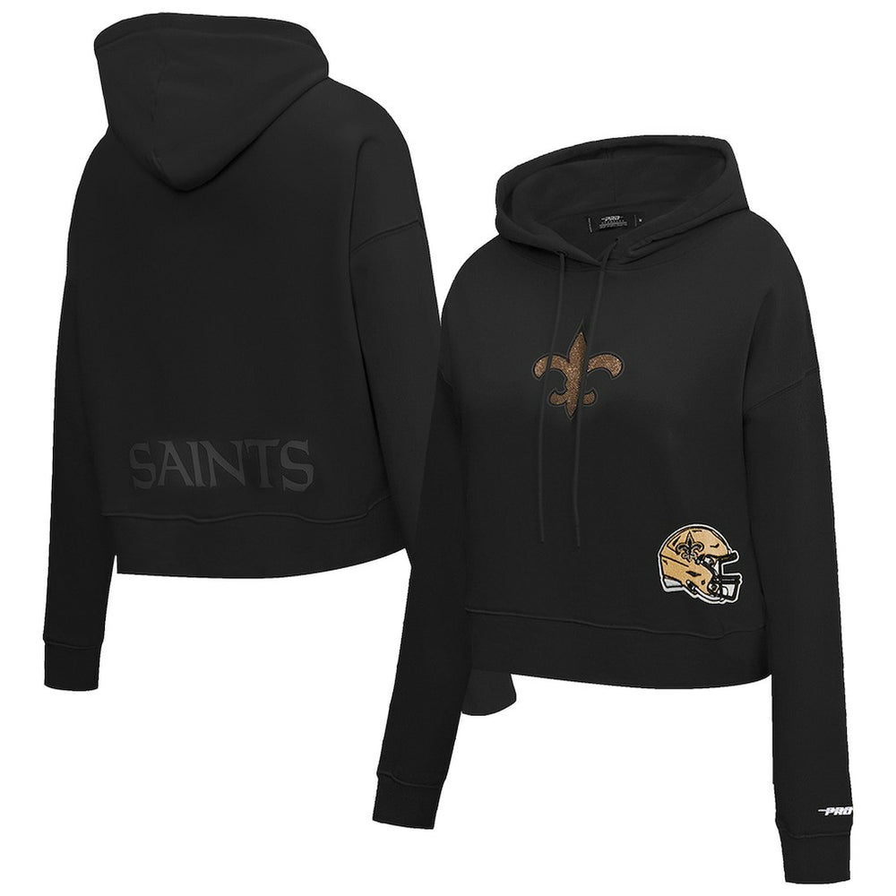 New Orleans Saints  Pro Standard Women's Jeweled Cropped Pullover Hoodie