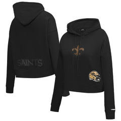 New Orleans Saints  Pro Standard Women's Jeweled Cropped Pullover Hoodie