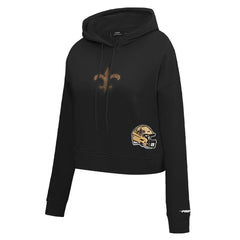 New Orleans Saints  Pro Standard Women's Jeweled Cropped Pullover Hoodie