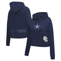 Dallas Cowboys  Pro Standard Women's Jeweled Cropped Pullover Hoodie