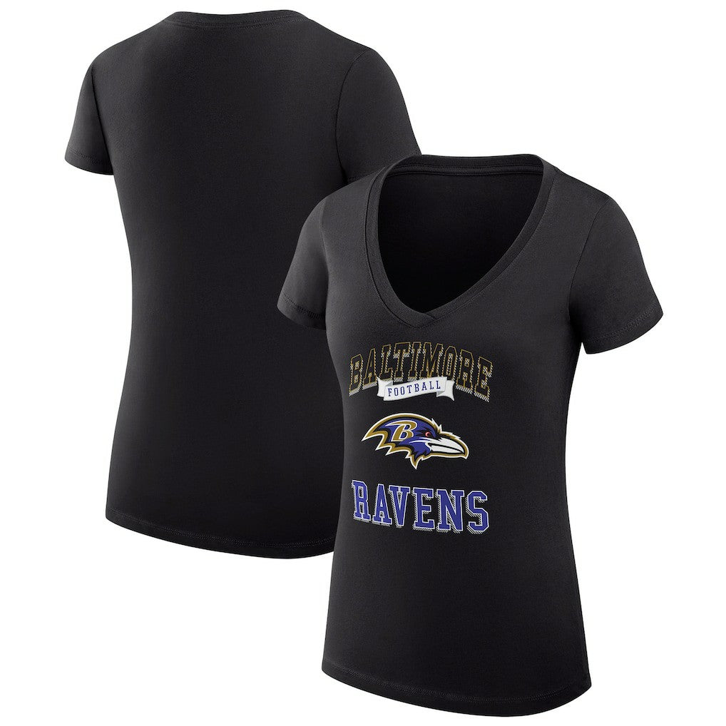 Baltimore Ravens  G-III 4Her by Carl Banks Women's Super-Slim Fit Lightweight Team Logo Graphic V-Neck T-Shirt