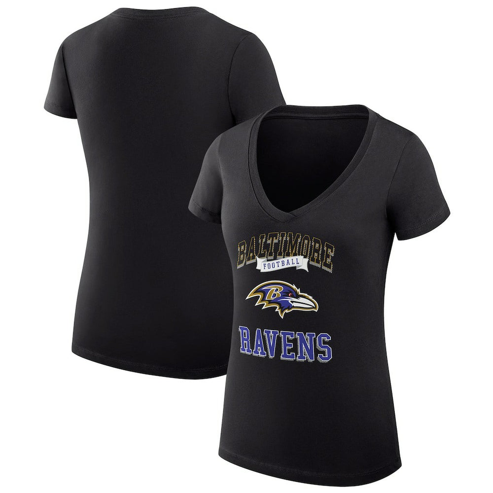 Baltimore Ravens  G-III 4Her by Carl Banks Women's Super-Slim Fit Lightweight Team Logo Graphic V-Neck T-Shirt