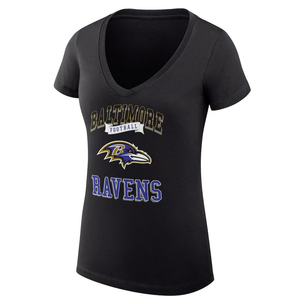 Baltimore Ravens  G-III 4Her by Carl Banks Women's Super-Slim Fit Lightweight Team Logo Graphic V-Neck T-Shirt