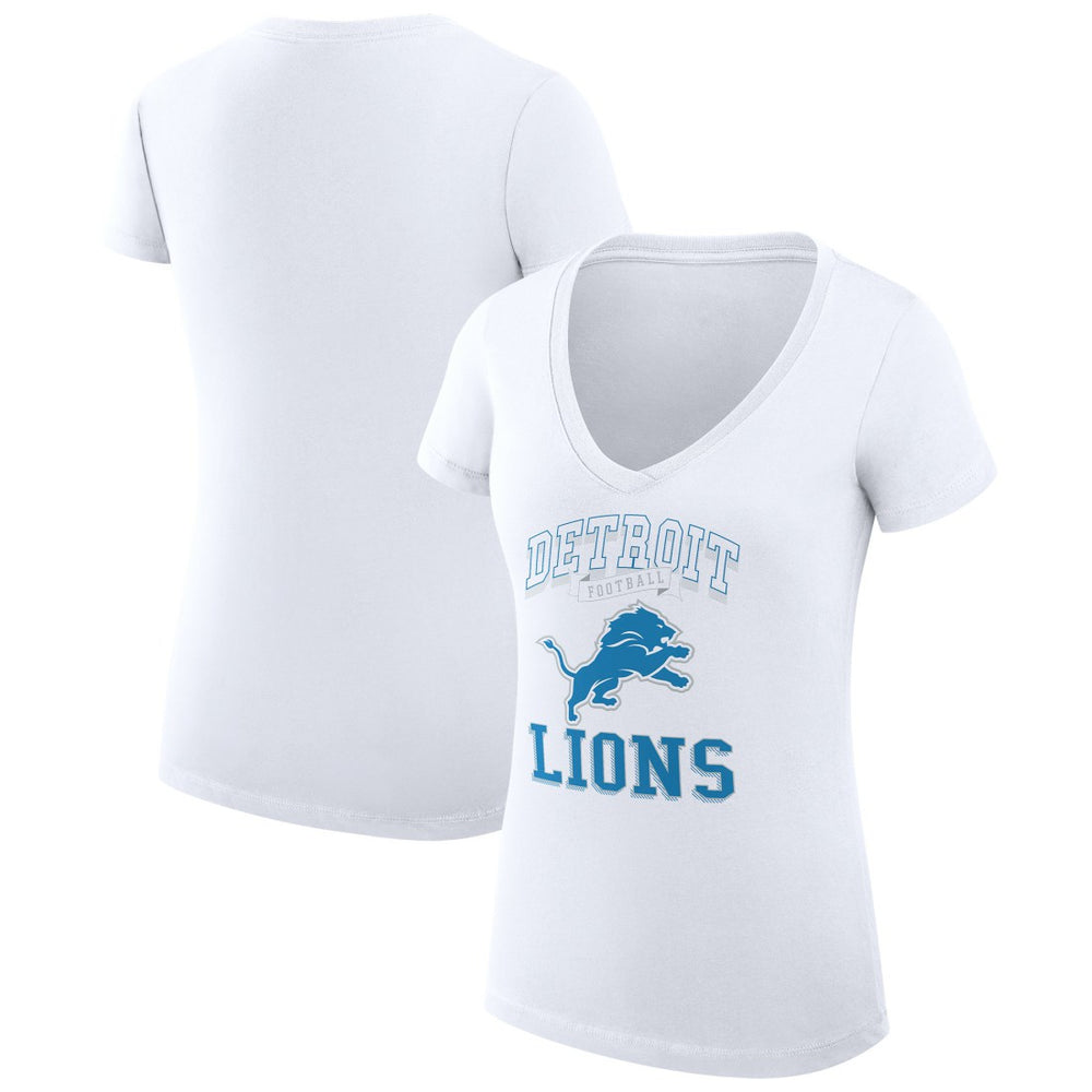 Detroit Lions  G-III 4Her by Carl Banks Women's Super-Slim Fit Lightweight Team Logo Graphic V-Neck T-Shirt