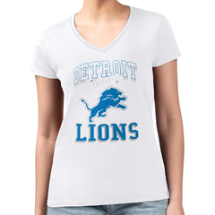 Detroit Lions  G-III 4Her by Carl Banks Women's Super-Slim Fit Lightweight Team Logo Graphic V-Neck T-Shirt