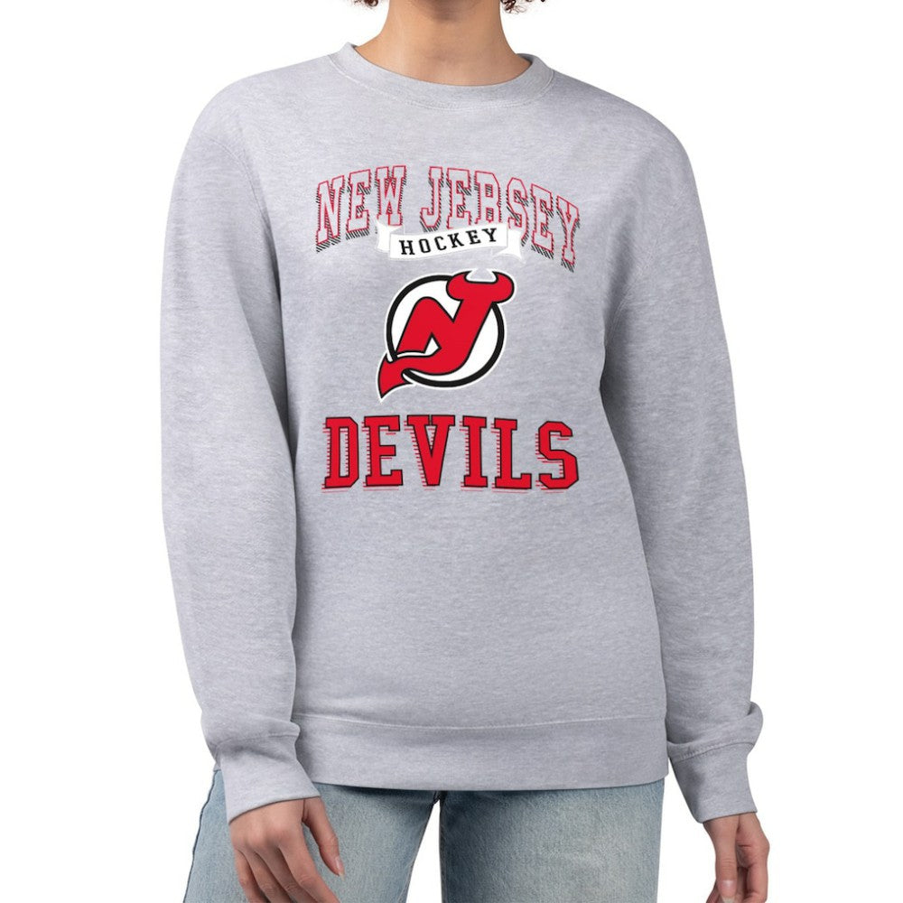 New Jersey Devils G-III 4Her by Carl Banks Women's Team Logo Tri-Blend Fleece Pullover Sweatshirt Outlet