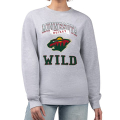 Minnesota Wild G-III 4Her by Carl Banks Women's Team Logo Tri-Blend Fleece Pullover Sweatshirt Outlet