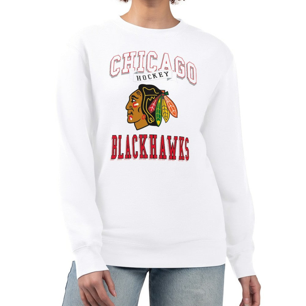 Chicago Blackhawks G-III 4Her by Carl Banks Women's Team Logo Tri-Blend Fleece Pullover Sweatshirt Sale