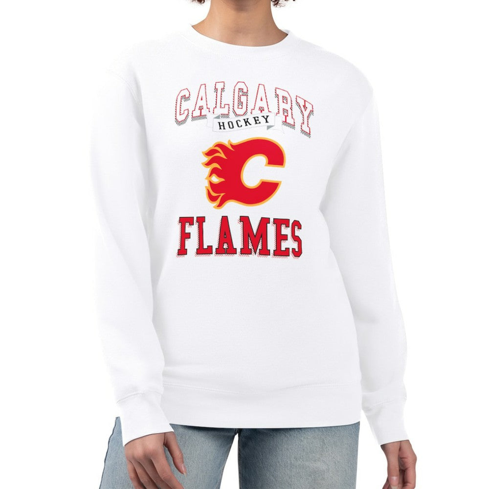 Calgary Flames G-III 4Her by Carl Banks Women's Team Logo Tri-Blend Fleece Pullover Sweatshirt On Sale