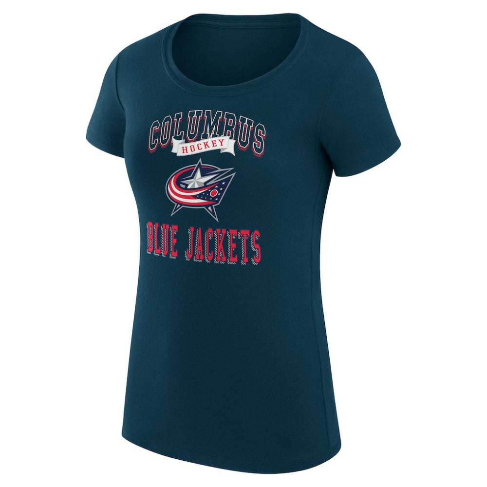 Columbus Blue Jackets G-III 4Her by Carl Banks Women's Super-Slim Fit Lightweight Team Logo Graphic T-Shirt On Sale