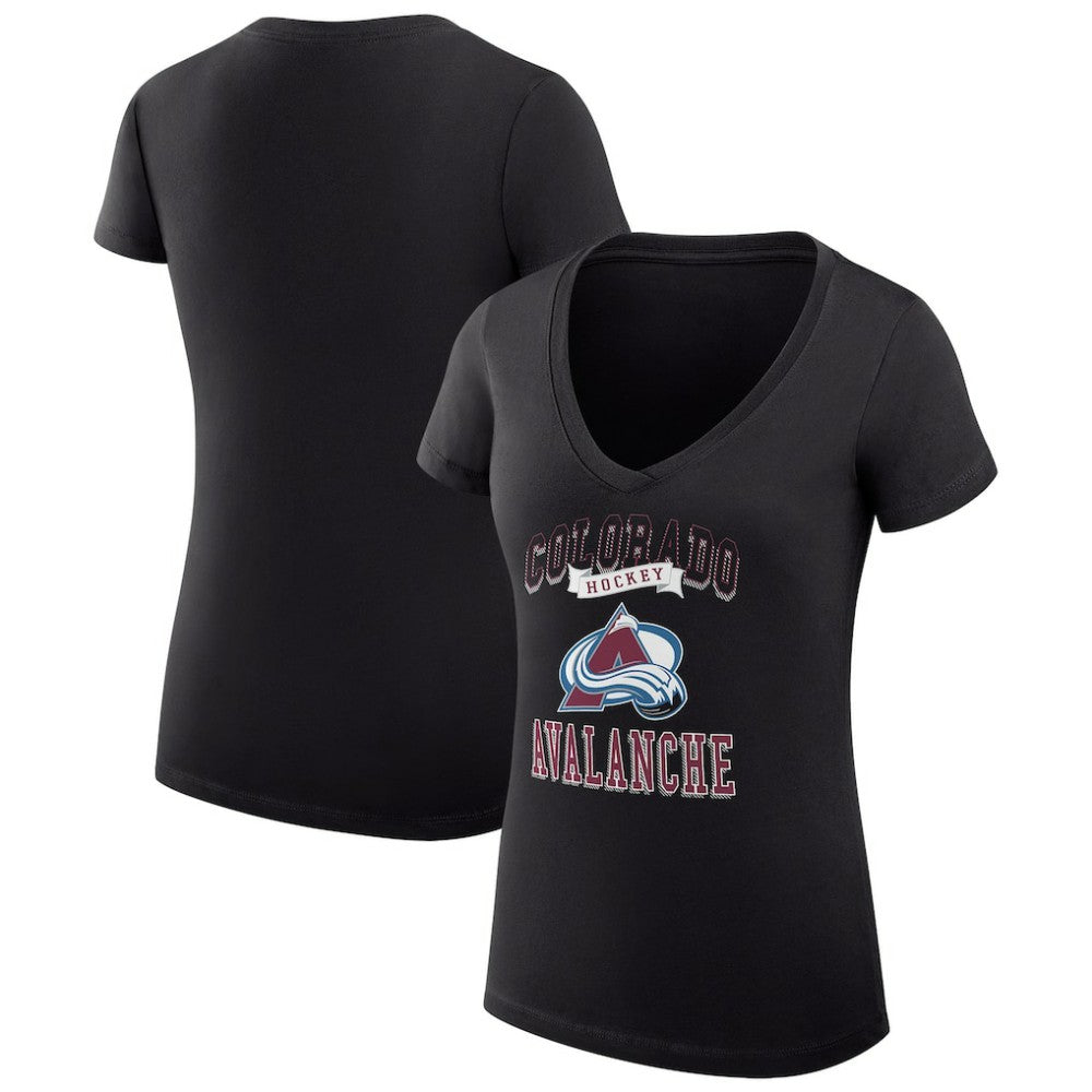Colorado Avalanche G-III 4Her by Carl Banks Women's Super-Slim Fit Lightweight Team Logo Graphic V-Neck T-Shirt On Sale