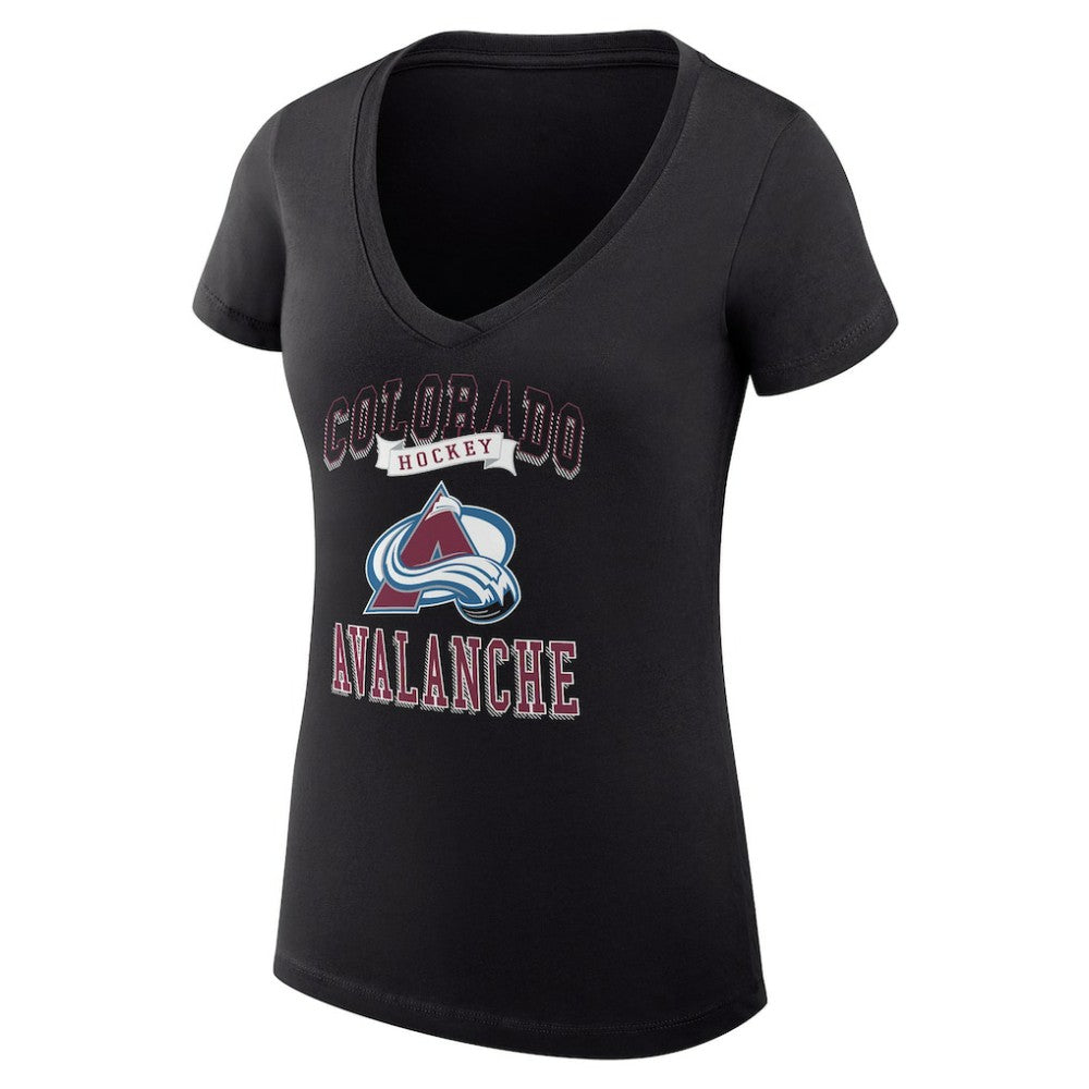 Colorado Avalanche G-III 4Her by Carl Banks Women's Super-Slim Fit Lightweight Team Logo Graphic V-Neck T-Shirt On Sale