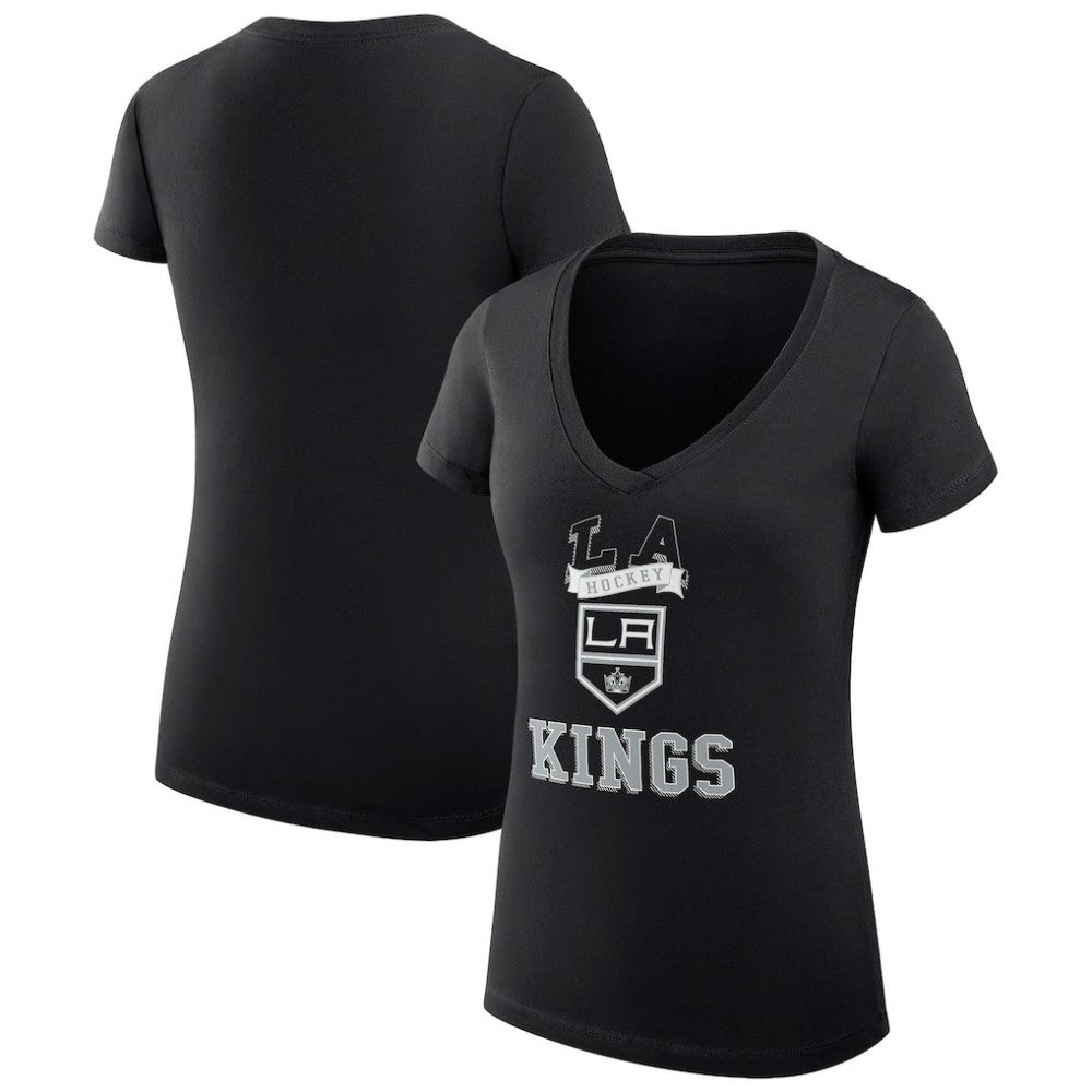 Los Angeles Kings G-III 4Her by Carl Banks Women's Super-Slim Fit Lightweight Team Logo Graphic V-Neck T-Shirt Sale