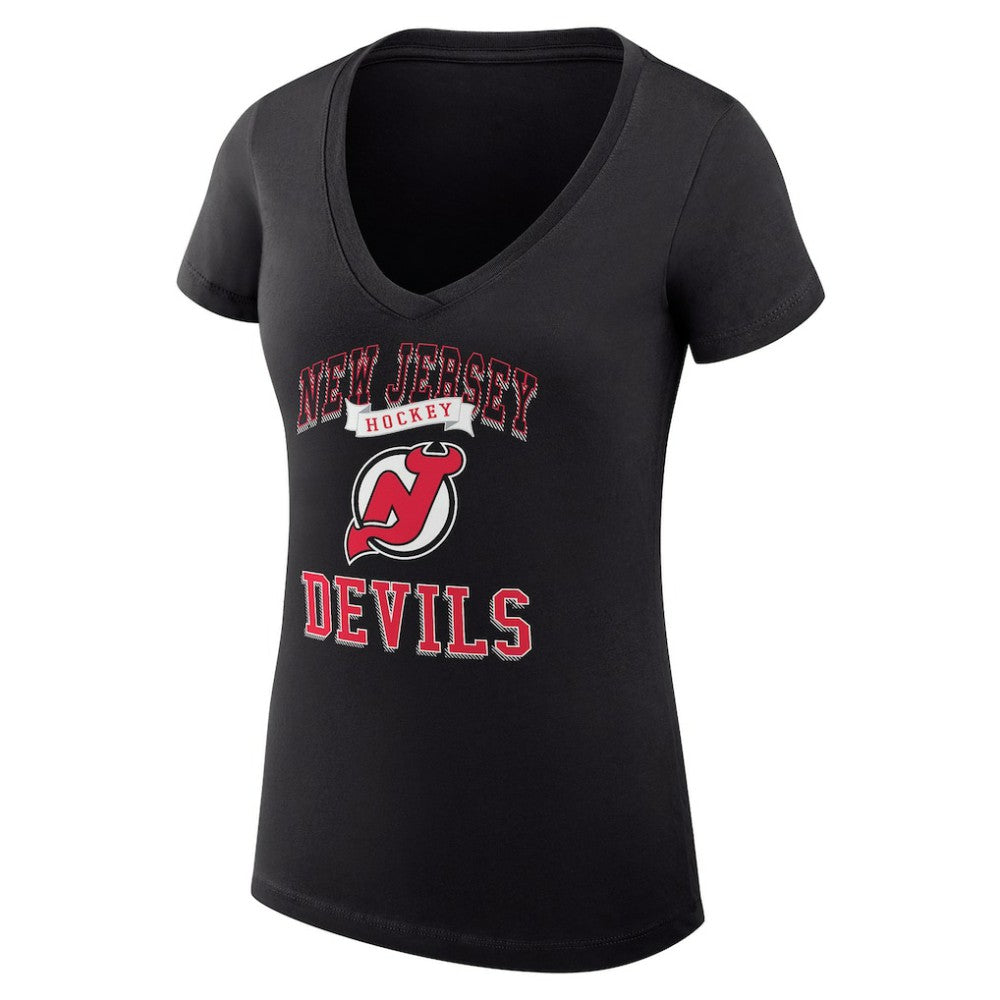 New Jersey Devils G-III 4Her by Carl Banks Women's Super-Slim Fit Lightweight Team Logo Graphic V-Neck T-Shirt Outlet