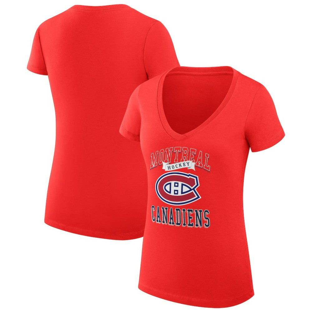 Montreal Canadiens G-III 4Her by Carl Banks Women's Super-Slim Fit Lightweight Team Logo Graphic V-Neck T-Shirt Sale