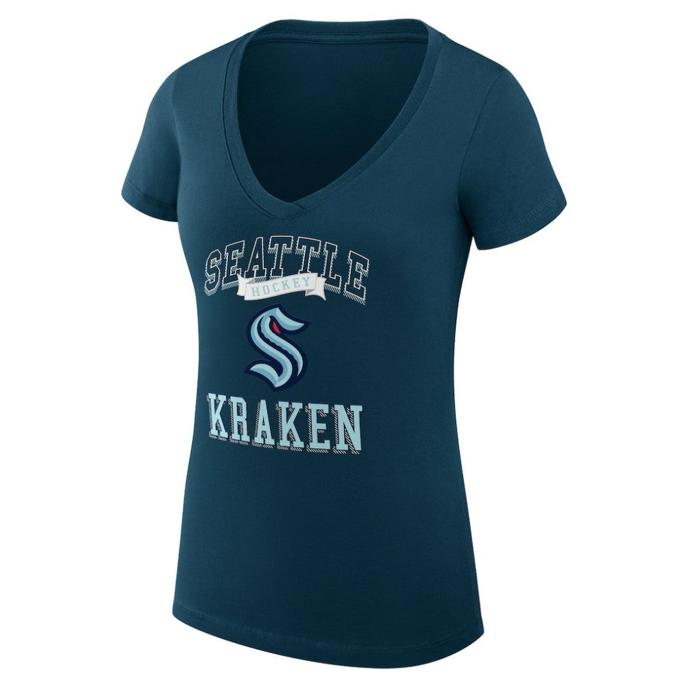 Seattle Kraken G-III 4Her by Carl Banks Women's Super-Slim Fit Lightweight Team Logo Graphic V-Neck T-Shirt Outlet