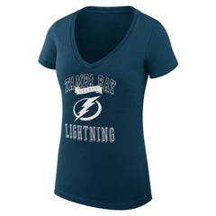 Tampa Bay Lightning G-III 4Her by Carl Banks Women's Super-Slim Fit Lightweight Team Logo Graphic V-Neck T-Shirt Outlet