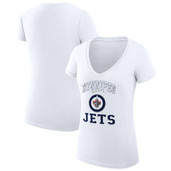 Winnipeg Jets G-III 4Her by Carl Banks Women's Super-Slim Fit Lightweight Team Logo Graphic V-Neck T-Shirt On Sale