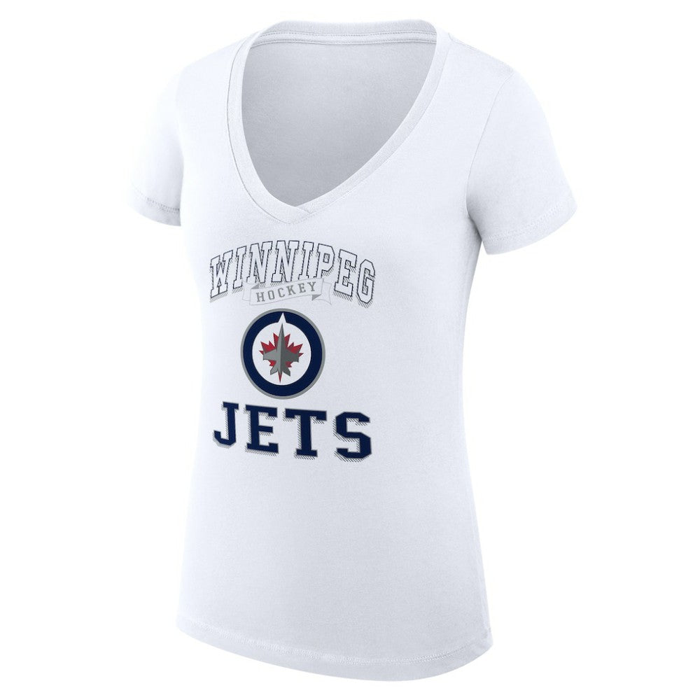 Winnipeg Jets G-III 4Her by Carl Banks Women's Super-Slim Fit Lightweight Team Logo Graphic V-Neck T-Shirt On Sale
