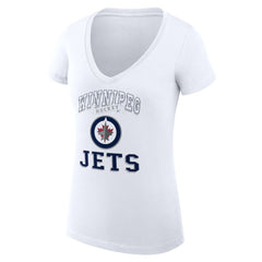 Winnipeg Jets G-III 4Her by Carl Banks Women's Super-Slim Fit Lightweight Team Logo Graphic V-Neck T-Shirt On Sale