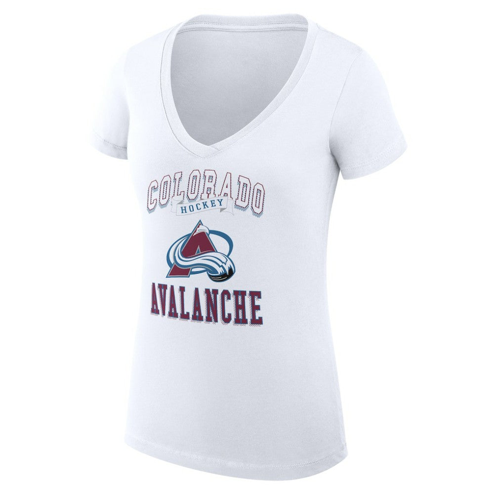 Colorado Avalanche G-III 4Her by Carl Banks Women's Super-Slim Fit Lightweight Team Logo Graphic V-Neck T-Shirt For Sale