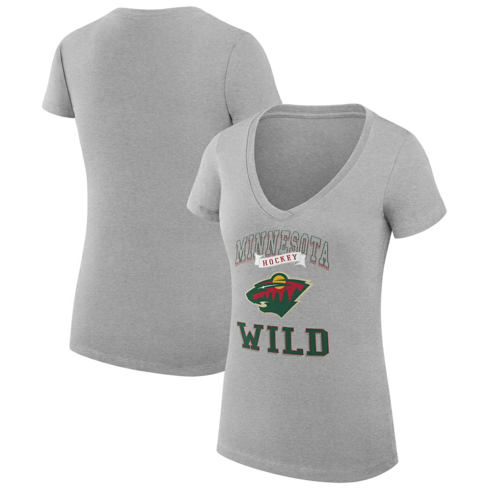 Minnesota Wild G-III 4Her by Carl Banks Women's Super-Slim Fit Lightweight Team Logo Graphic V-Neck T-Shirt Online