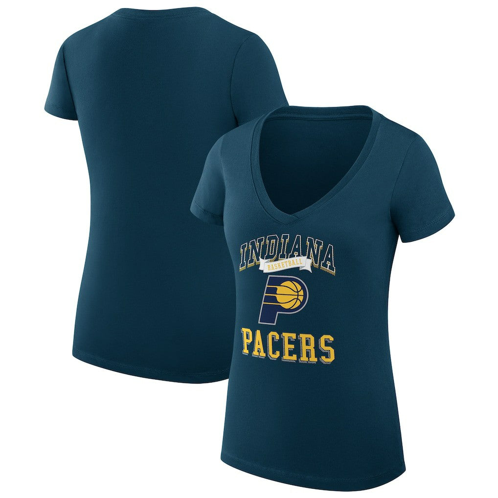 Indiana Pacers G-III 4Her by Carl Banks Women's Super-Slim Fit Lightweight Team Logo V-Neck T-Shirt On Sale
