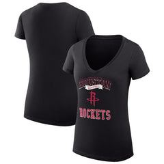 Houston Rockets G-III 4Her by Carl Banks Women's Super-Slim Fit Lightweight Team Logo V-Neck T-Shirt New