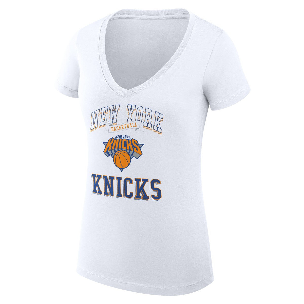 New York Knicks G-III 4Her by Carl Banks Women's Super-Slim Fit Lightweight Team Logo V-Neck T-Shirt New