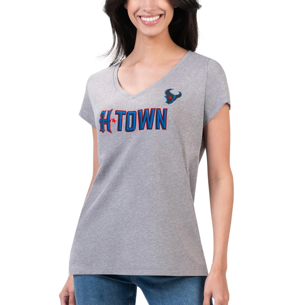 Houston Texans  G-III 4Her by Carl Banks Women's Super-Slim Fit Lightweight H-Town V-Neck T-Shirt