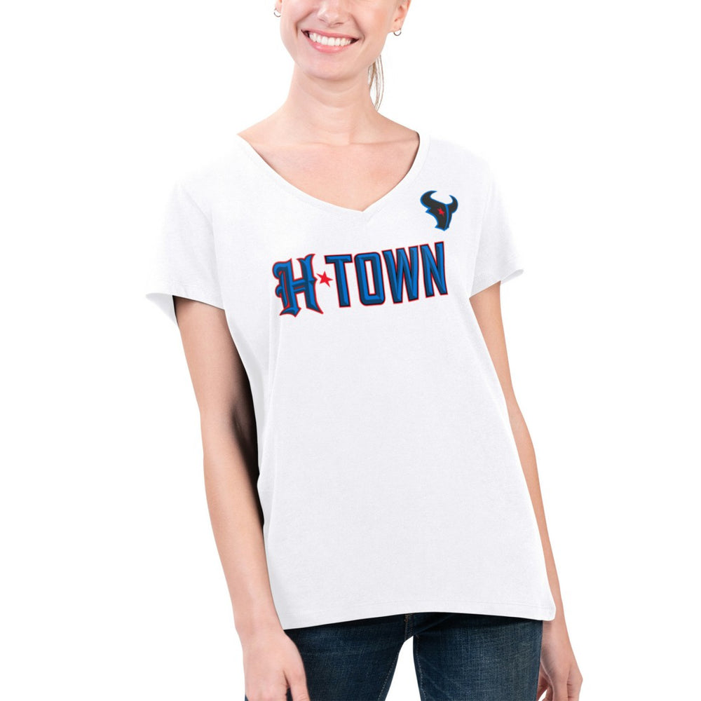 Houston Texans  G-III 4Her by Carl Banks Women's Super-Slim Fit Lightweight H-Town V-Neck T-Shirt