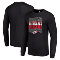 Carolina Hurricanes Starter Four Team Name Logo Long Sleeve Graphic T-Shirt For Sale