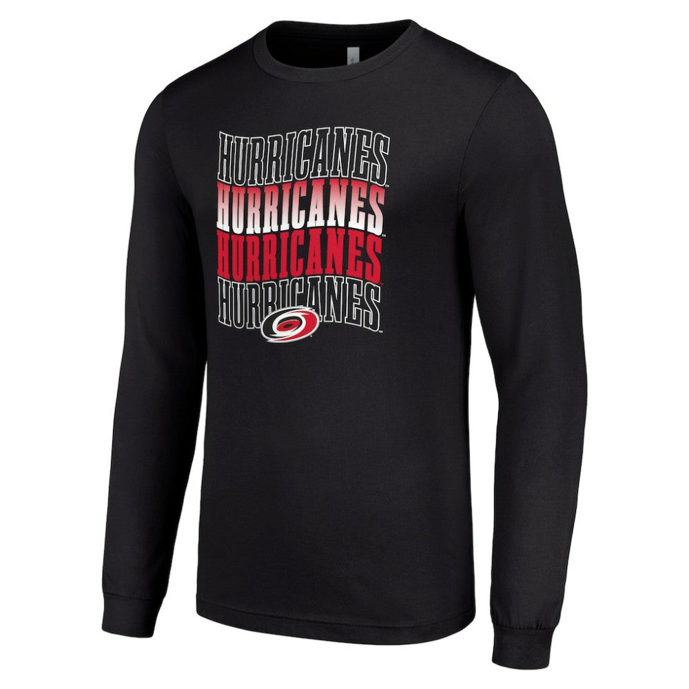 Carolina Hurricanes Starter Four Team Name Logo Long Sleeve Graphic T-Shirt For Sale