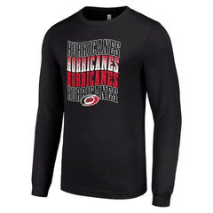 Carolina Hurricanes Starter Four Team Name Logo Long Sleeve Graphic T-Shirt For Sale