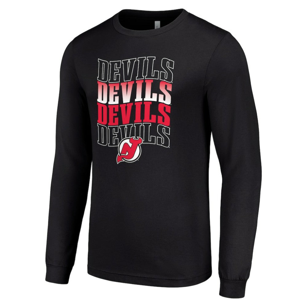 New Jersey Devils Starter Four Team Name Logo Long Sleeve Graphic T-Shirt For Sale