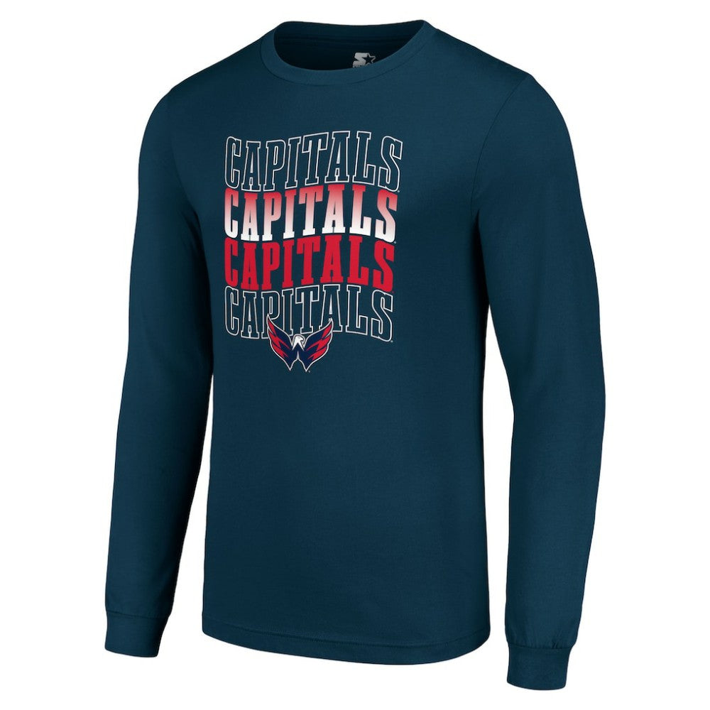 Washington Capitals Starter Four Team Name Logo Long Sleeve Graphic T-Shirt On Sale