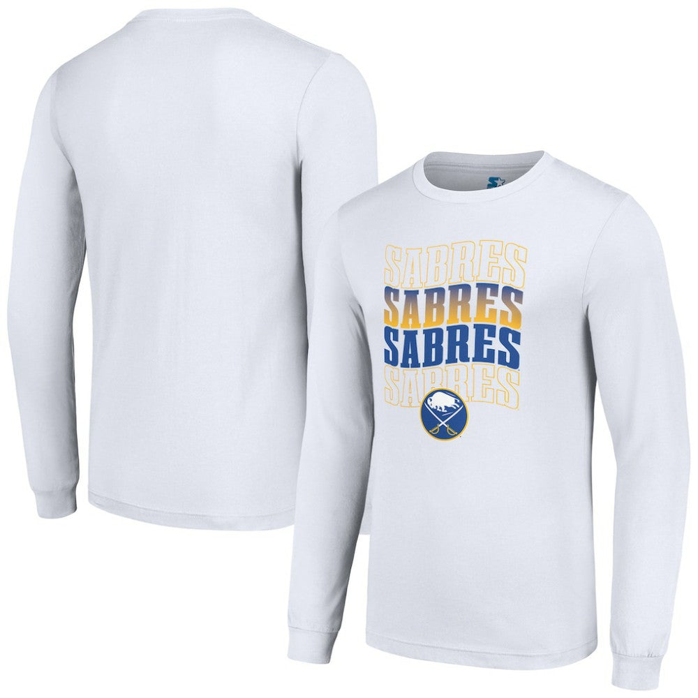 Buffalo Sabres Starter Four Team Name Logo Long Sleeve Graphic T-Shirt Discount
