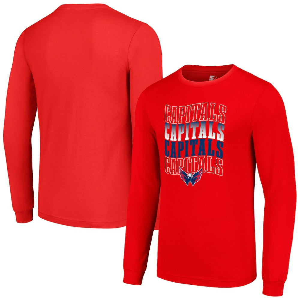 Washington Capitals Starter Four Team Name Logo Long Sleeve Graphic T-Shirt Sale