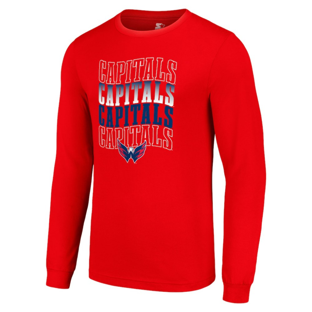 Washington Capitals Starter Four Team Name Logo Long Sleeve Graphic T-Shirt Sale
