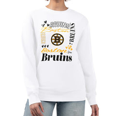Boston Bruins G-III 4Her by Carl Banks Women's Collage Graphic Fleece Long Sleeve Pullover Sweatshirt Sale