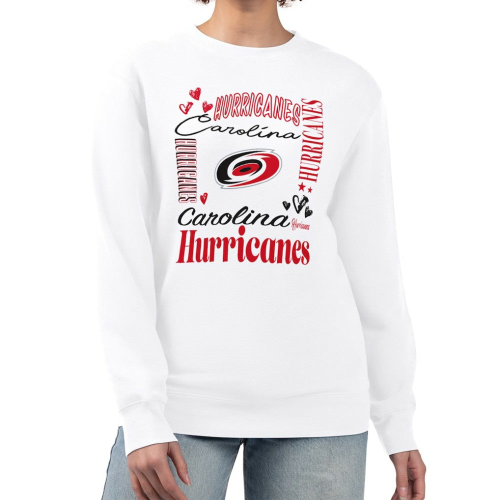 Carolina Hurricanes G-III 4Her by Carl Banks Women's Collage Graphic Fleece Long Sleeve Pullover Sweatshirt On Sale