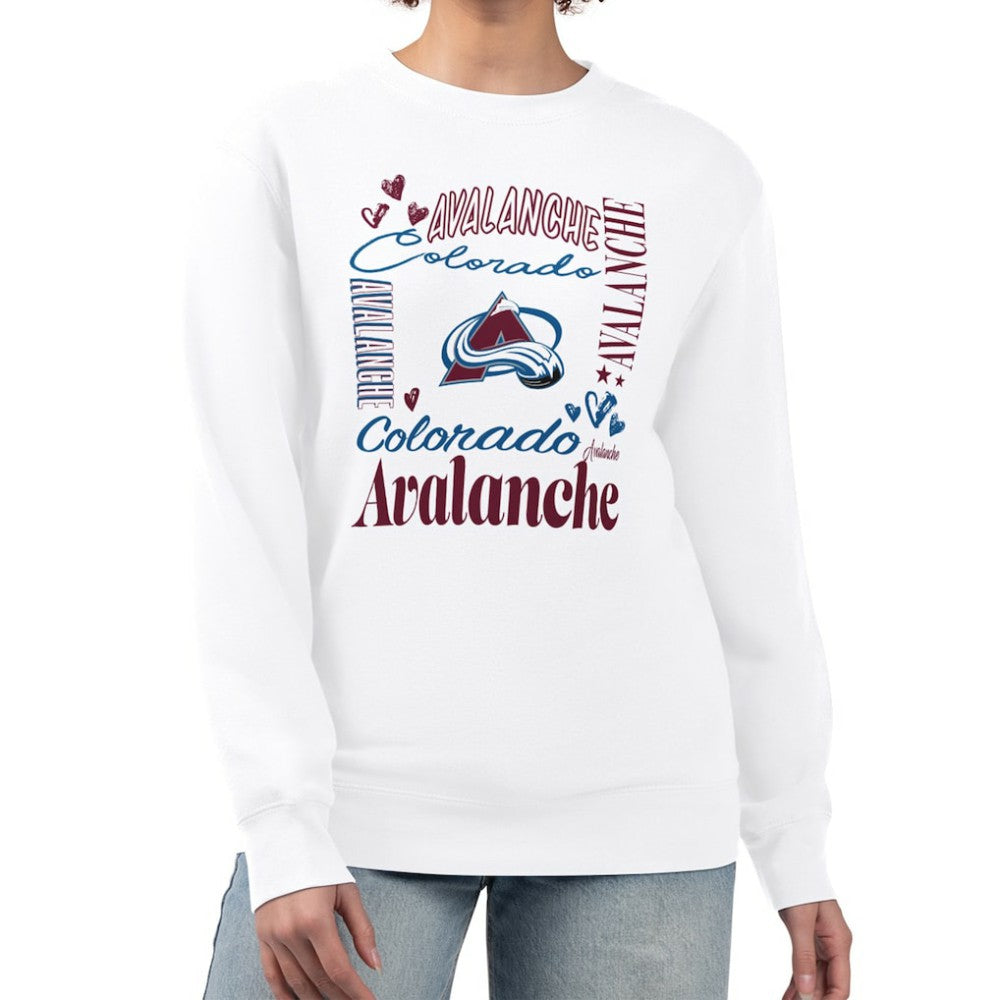 Colorado Avalanche G-III 4Her by Carl Banks Women's Collage Graphic Fleece Long Sleeve Pullover Sweatshirt For Sale