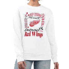 Detroit Red Wings G-III 4Her by Carl Banks Women's Collage Graphic Fleece Long Sleeve Pullover Sweatshirt Outlet