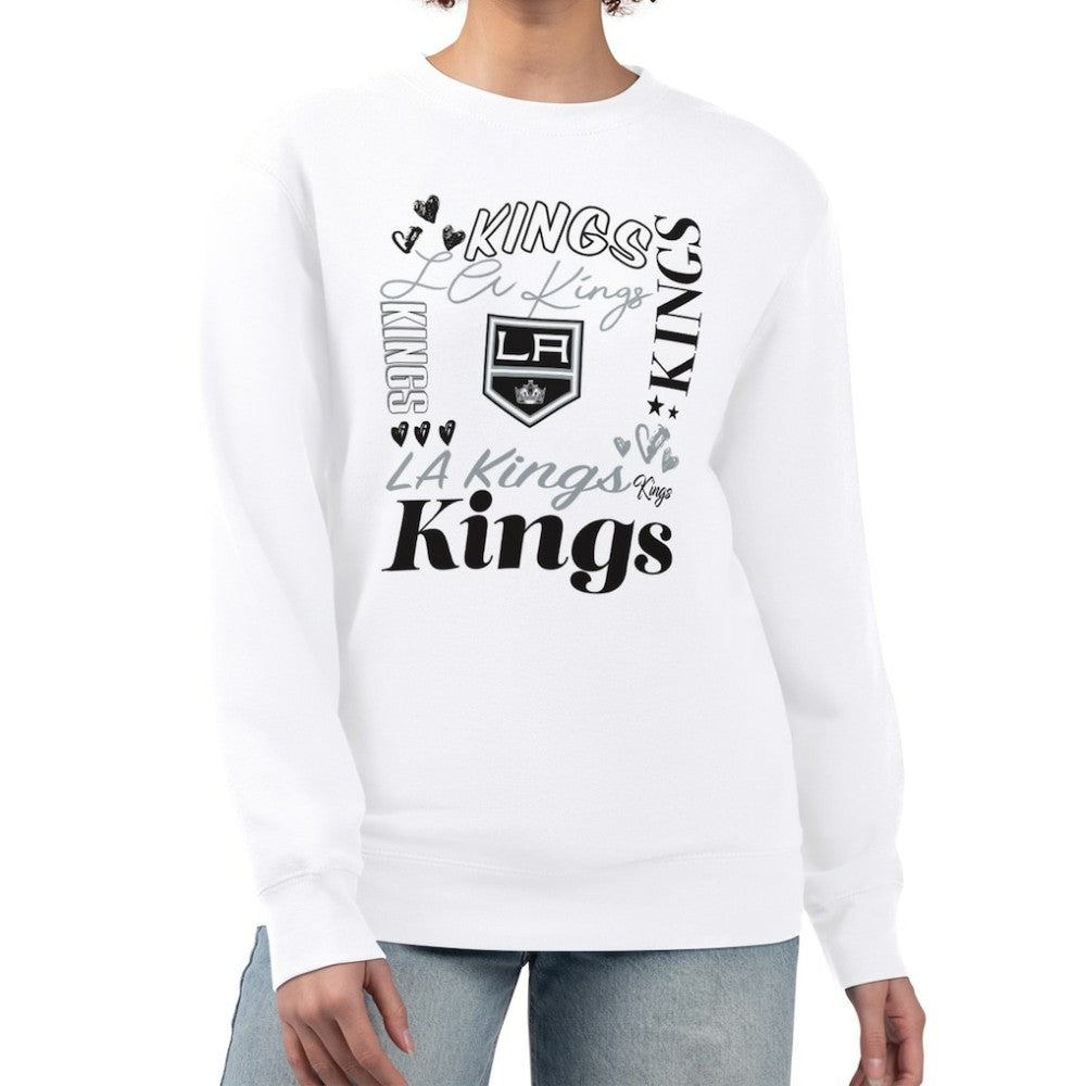 Los Angeles Kings G-III 4Her by Carl Banks Women's Collage Graphic Fleece Long Sleeve Pullover Sweatshirt Outlet