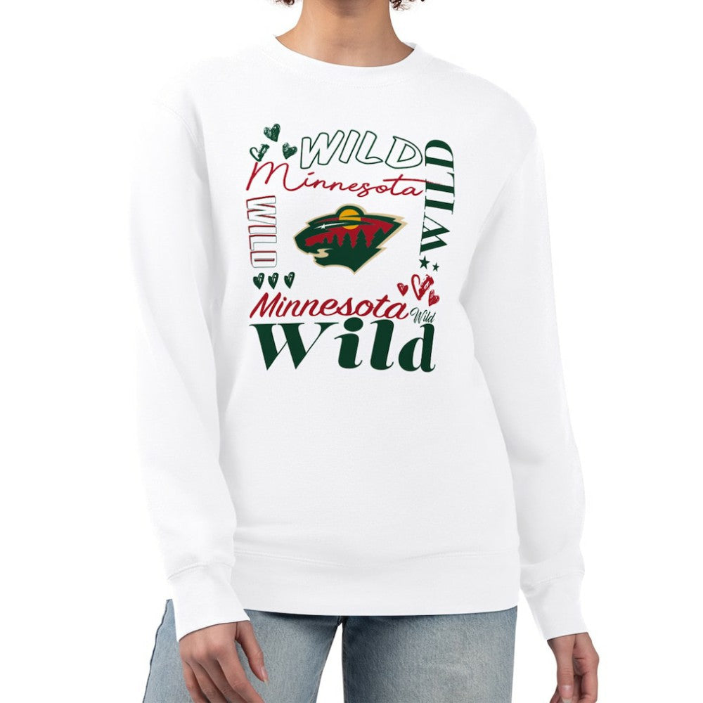 Minnesota Wild G-III 4Her by Carl Banks Women's Collage Graphic Fleece Long Sleeve Pullover Sweatshirt Online