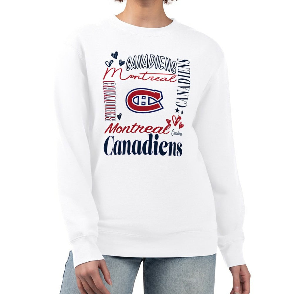 Montreal Canadiens G-III 4Her by Carl Banks Women's Collage Graphic Fleece Long Sleeve Pullover Sweatshirt Outlet