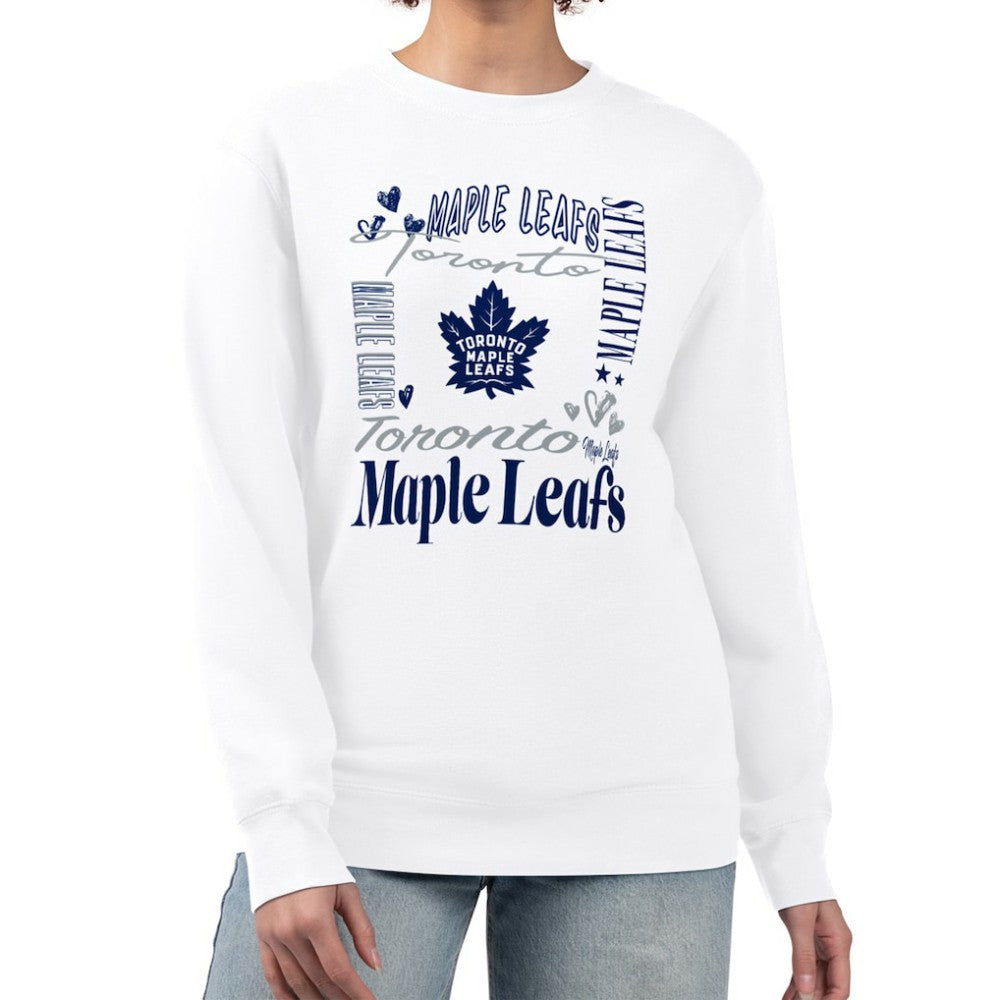 Toronto Maple Leafs G-III 4Her by Carl Banks Women's Collage Graphic Fleece Long Sleeve Pullover Sweatshirt Discount