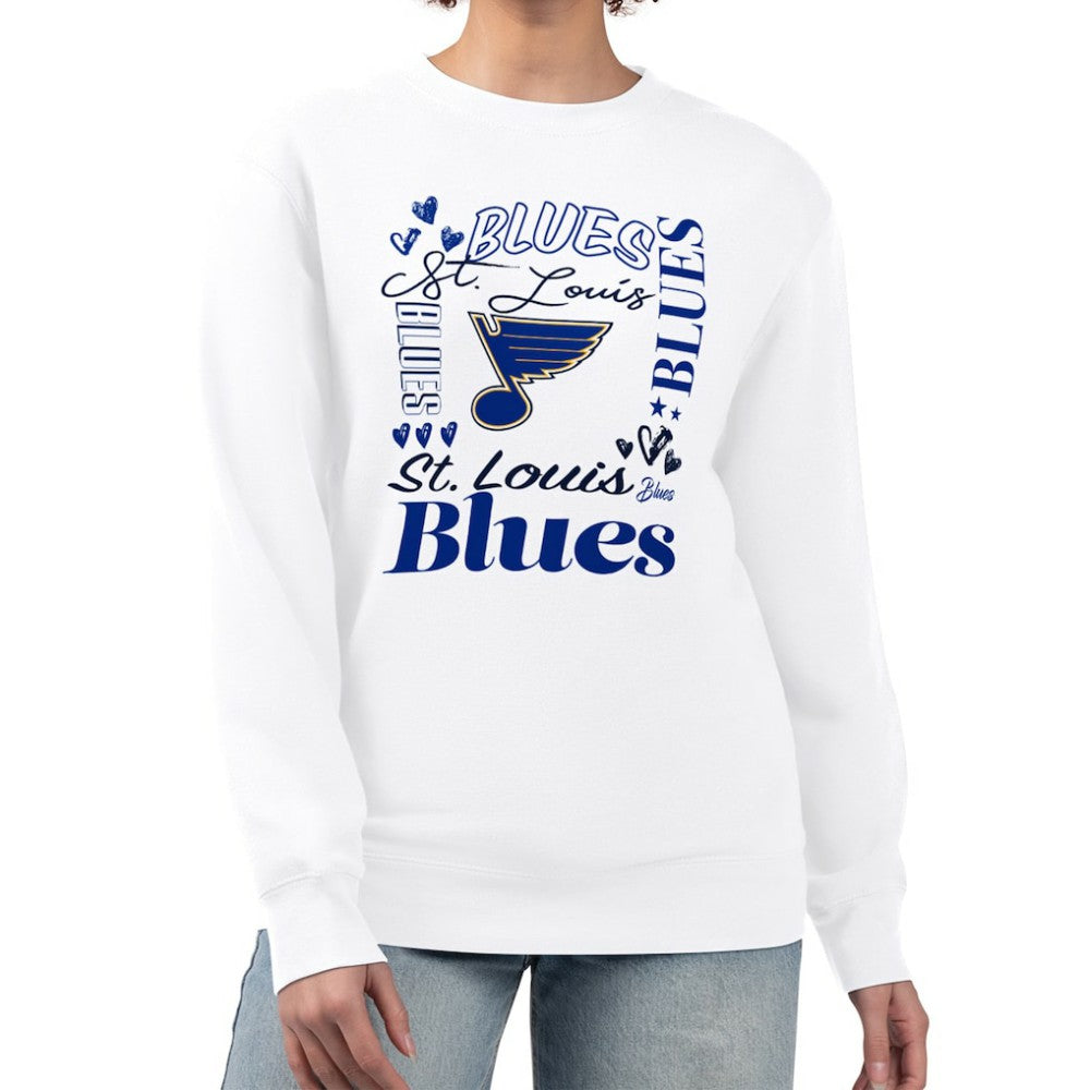 St. Louis Blues G-III 4Her by Carl Banks Women's Collage Graphic Fleece Long Sleeve Pullover Sweatshirt On Sale