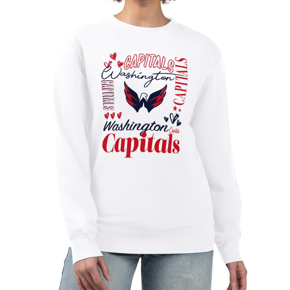 Washington Capitals G-III 4Her by Carl Banks Women's Collage Graphic Fleece Long Sleeve Pullover Sweatshirt For Sale